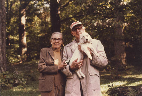George and Kay Evans with dog, Holly, in 1980.